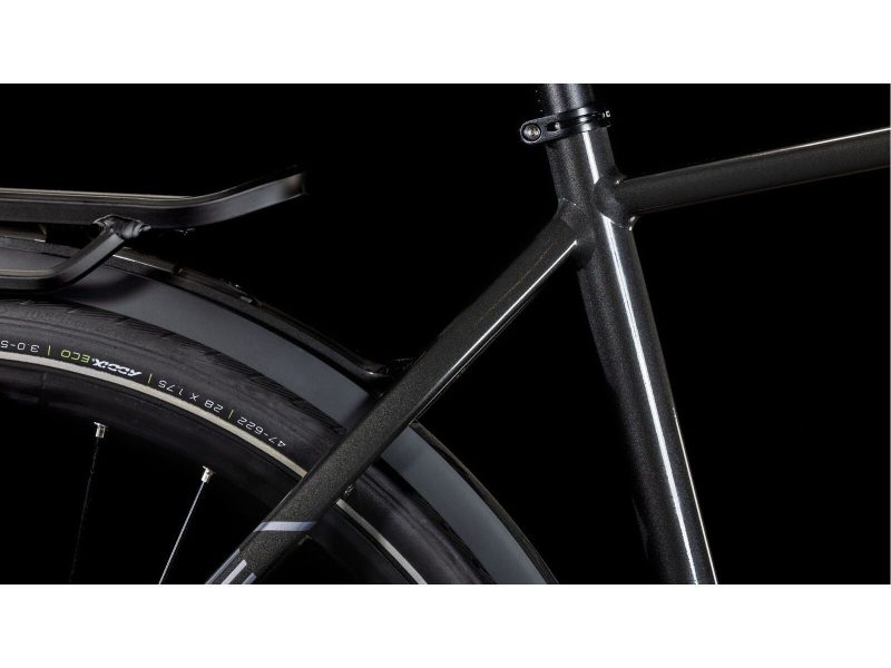 Cube Kathmandu Pro in der Farbe grey´n´lunar Ansicht des Sattelrohres