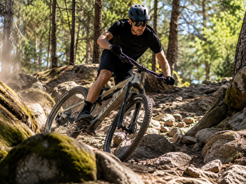 Fully auf einem technischen Trail