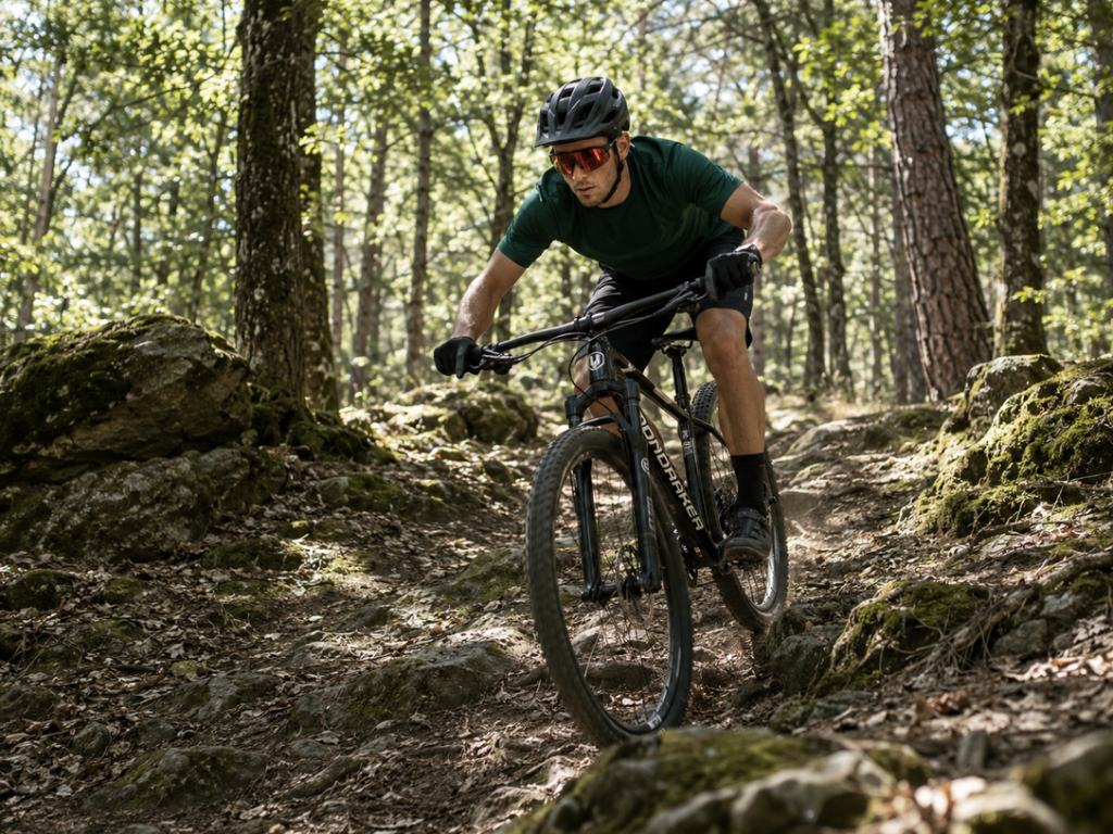 Hardtail auf einem Waldweg