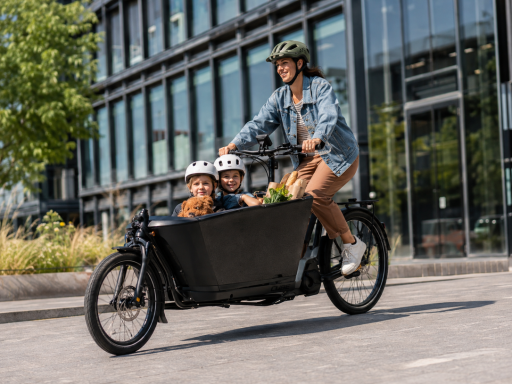 Lastenrad mit beladener Transportbox