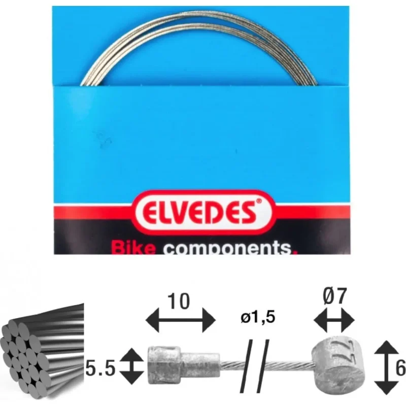 ce3c727e2a8d Bremszug 1x19 Edelstahldraht o15mm V Kopf o55x10 und T Nippel Elvedes