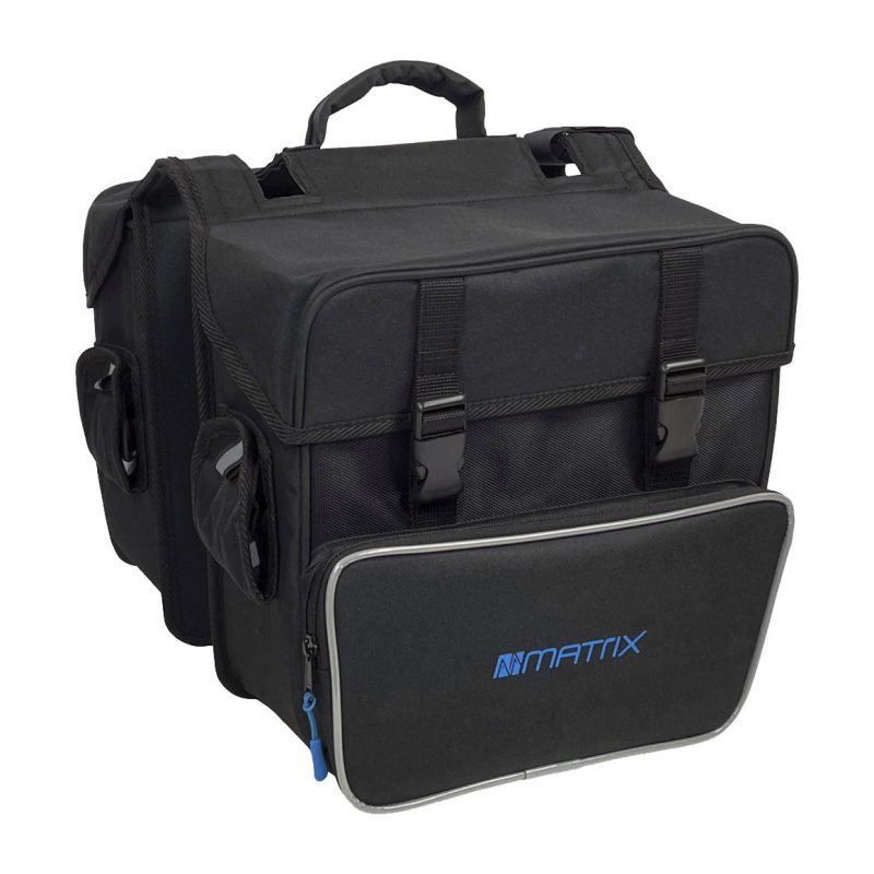 matrix doppelpacktasche schwarz mit blauem matrix logo