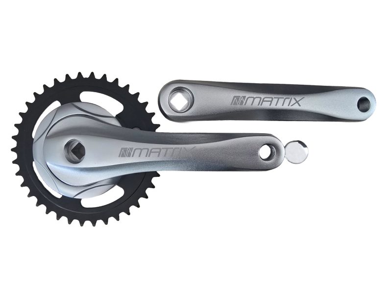 matrix kettenradgarnitur alu 4 kant fuer city rad schwarz schwarz silber matt